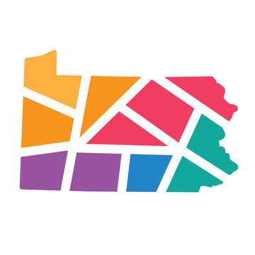 recommend clip art: colorful geometric Pennsylvania map- vector illustration