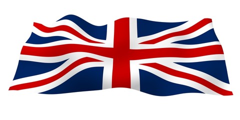 Waving flag of the Great Britain. British flag. United Kingdom of Great Britain and Northern Ireland. State symbol of the UK. 3D illustration