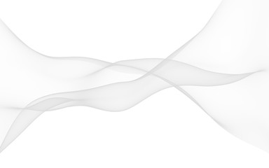 White abstract background. Fluttering white scarf. Waving on wind white fabric. 3D illustration