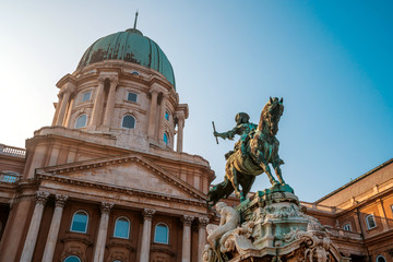 Fototapeta na wymiar Prince Eugene of Savoy's Equestrian Statue at Buda Castle in Budapest, Hungary