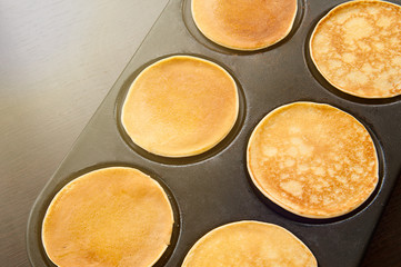Pancake on a plate close-up, sweet breakfast