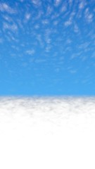 Blue sky background with white clouds. Cumulus white clouds in the clear blue sky in the morning. 3D illustration