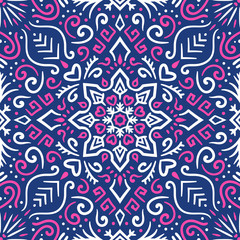 Decorative Floral Winter Seamless Pattern