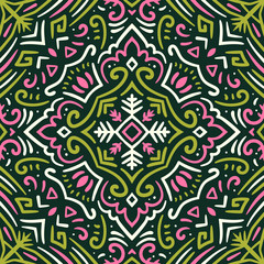 Decorative Floral Winter Seamless Pattern