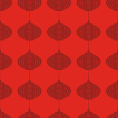 Chinese new year seamless background with hieroglyphs that mean health, happiness and good luck. Vector illustration.