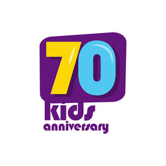 70 Years Kids Anniversary Vector Template Design Illustration