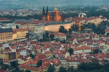 Fototapeta premium Top view of Prague, Czech Republic. European vacation, travel.
