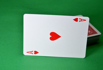 playing cards on green background