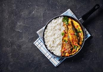 Yellow curry, Panang curry with Grilled Saba fish