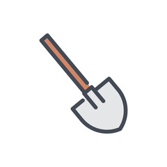 Shovel color line icon. Travel spade vector outline colorful sign.