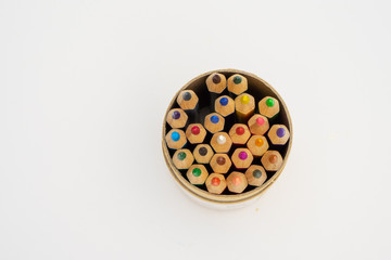 Colored pencils in the pencil box