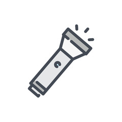 Flashlight color line icon. Pocket torch vector outline colorful sign.