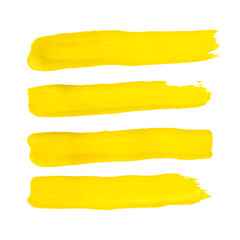 Four different horizontal yellow brush strokes