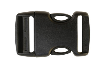 a semi-automatic fastener for connecting fabric tapes, slings, belts. Black fastex plastic isolate...
