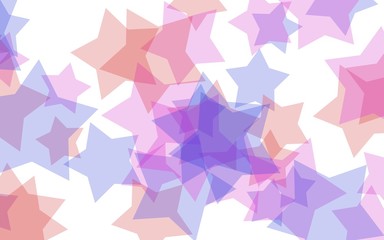 Multicolored translucent stars on a white background. Red tones. 3D illustration