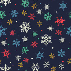 Winter Holiday Snowflakes Seamless Pattern