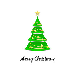 Banner with paper art decorative christmas tree