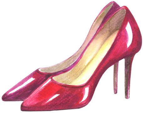 Watercolor Red Heel Shoes