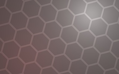 Honeycomb with color lighting, on a gray background. Perspective view on polygon look like honeycomb. Isometric geometry. 3D illustration