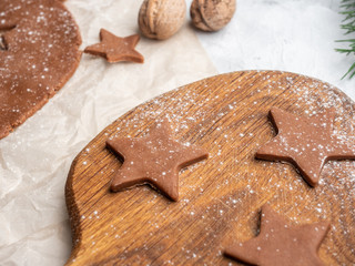 Gingerbread in the form of a star on the table.
