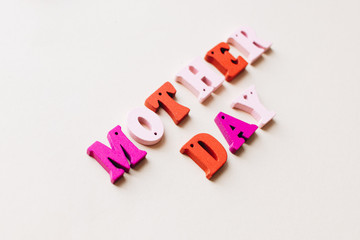 Colorful wooden letters, MOTHER DAY lettering