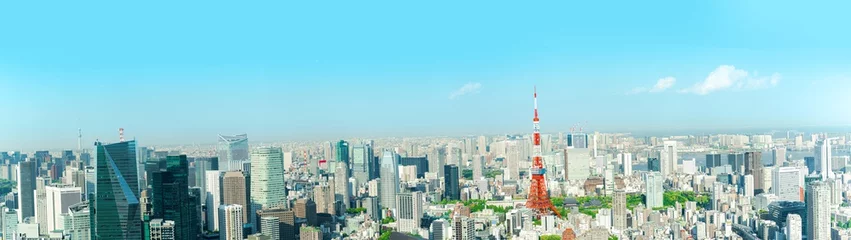 Fototapeten Der schönste Aussichtspunkt-Panorama-Tokyo-Turm in der Stadt Tokio, Japan. © pinglabel