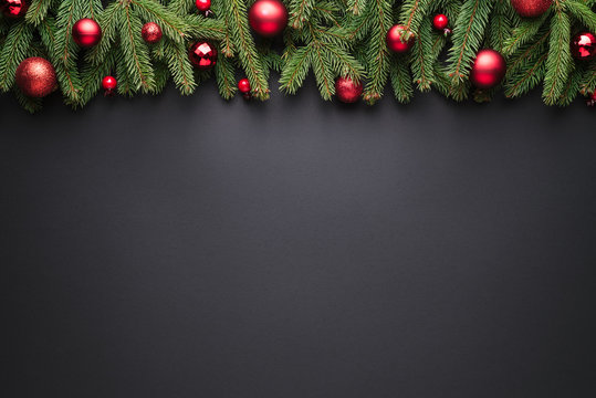 Christmas and New Year dark background with border