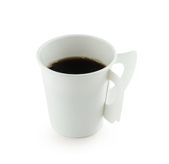 Cup of coffee on a white background.