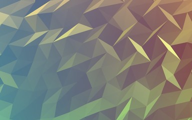 Abstract triangle geometrical green orange background. Geometric origami style with gradient. 3D illustration