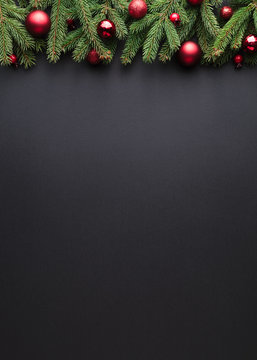 Christmas and New Year black background with border