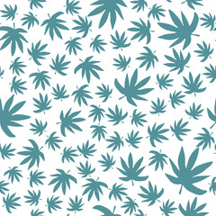 Marijuana leaf backdrop. Green leaves Cannabis seamless pattern.