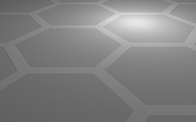 Honeycomb on a gray background. Perspective view on polygon look like honeycomb. Extruded, bump cell. Isometric geometry. 3D illustration