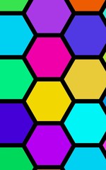 Honeycomb many color, multicolored. Isometric geometry. 3D illustration