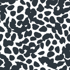 Abstract leopard skin eamless pattern on white background Monochrome animal fur wallpaper.