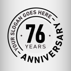 76 years anniversary logo template. Seventy-six years celebrating logotype. Vector and illustration.
