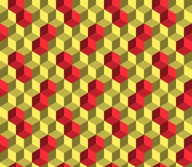 Cube seamless pattern. Geometric abstract polygonal mosaic. Decorative backdrop for wallpaper, pattern fills, web page background, surface textures.
