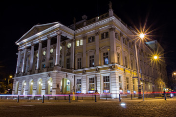 Wroclaw Opera House in Old Town at night. Poland