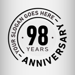 98 years anniversary logo template. Ninety-eight years celebrating logotype. Vector and illustration.