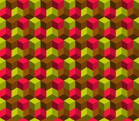 Seamless abstract cubes textile pattern. Multicolor modern stylish background cover geometric shapes.