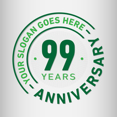 99 years anniversary logo template. Ninety-nine years celebrating logotype. Vector and illustration.