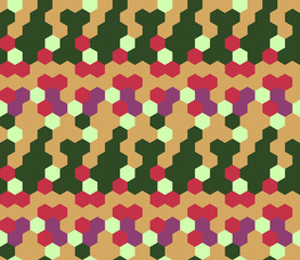 Abstract seamless hexagon pattern. Background design for prints, textile, fabric, package, cover, greeting cards.