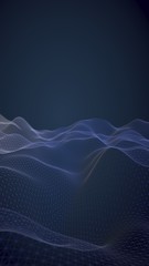 Abstract landscape on a dark background. Cyberspace navy blue grid. hi tech network. 3D illustration