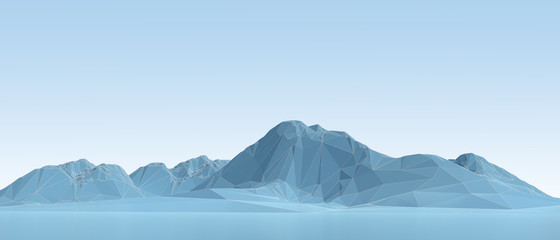 Fototapeta na wymiar blue low poly mountains in wireframe