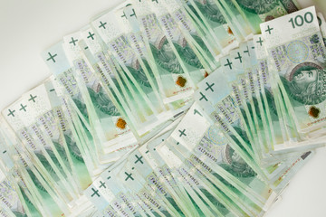 Lots of polish currency money zloty PLN