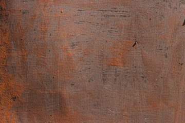Surface old painted brown rusty iron sheet.