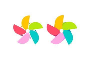 The pinwheel logo flat design vector illustrations. Isolated on a white background.