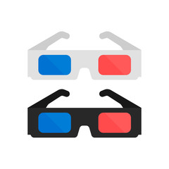 3D glasses vector illustration of flat. A pair of 3D glasses. Isolaited on white background.