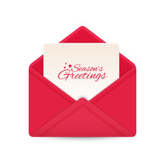 Holiday letter with seasonal greetings paper card. Vector