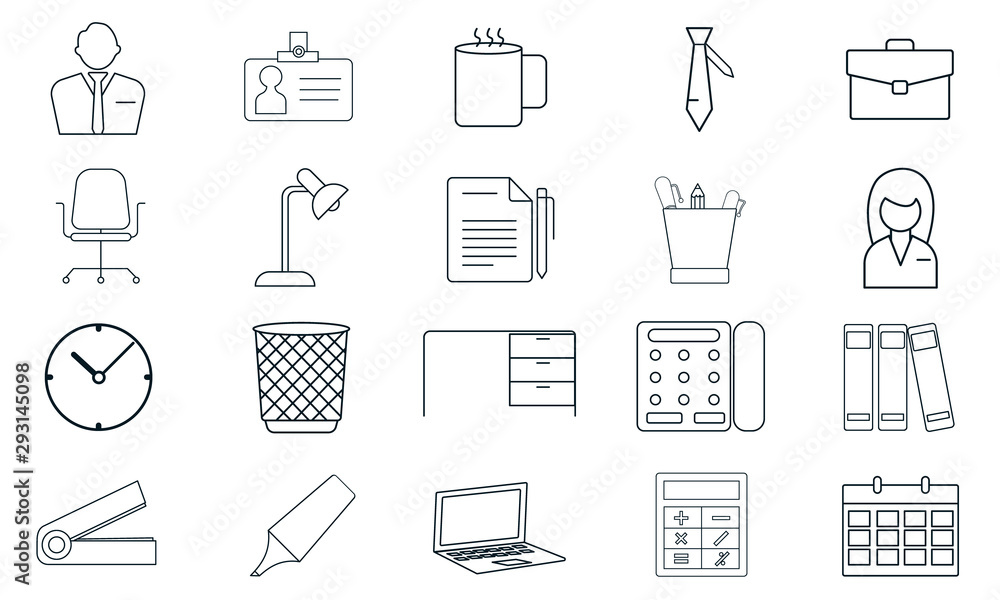 Poster office file icon set for document organization
