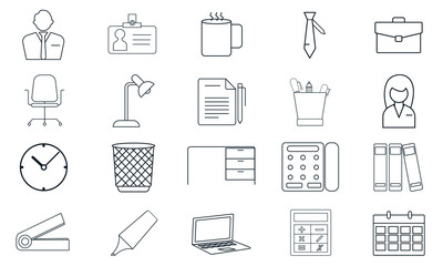 Office file icon set for document organization